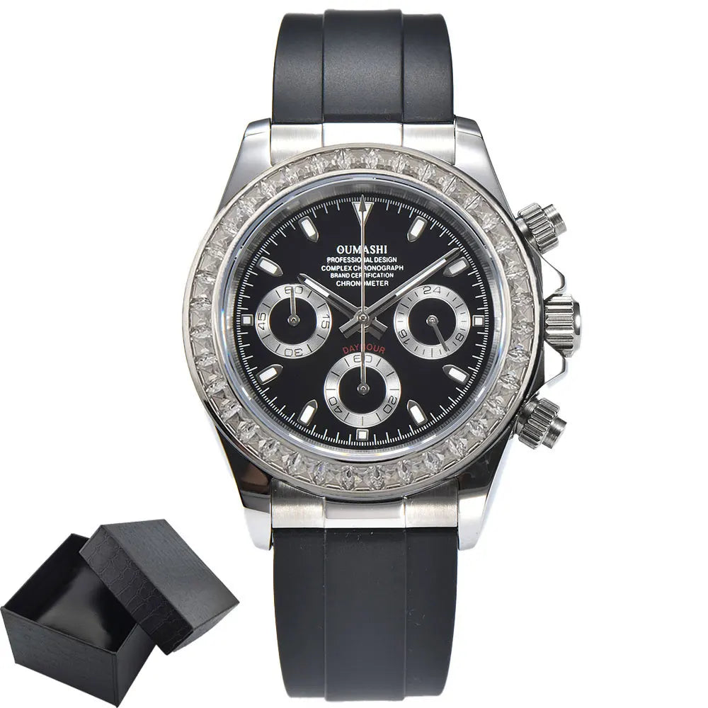 men 4130 watches sapphire Glass GEM automatic mechanical watch 39.3mm 4130 movement men's chronograph watch Waterproof 10ATM