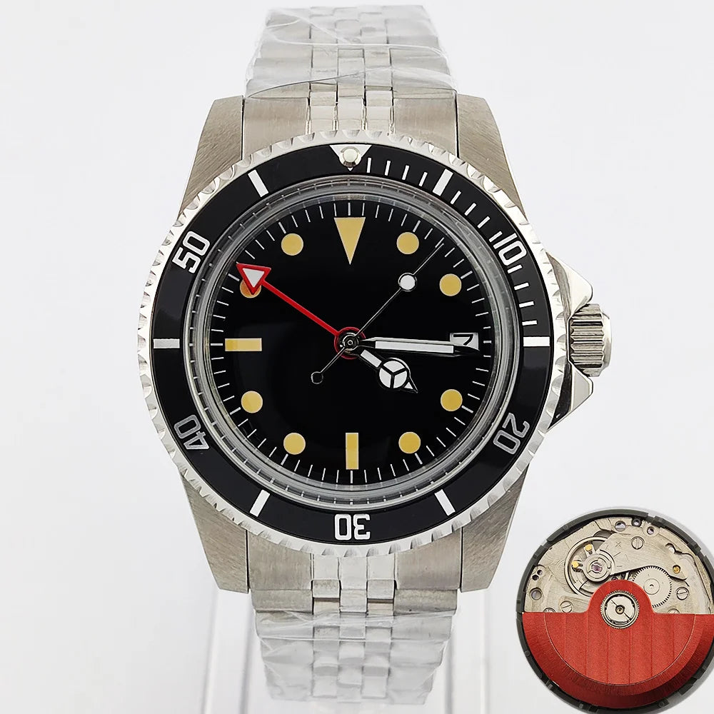 NH34GMT Men's 120 clicks bezel Waterproof Luxury Men's 39.5mm domed glass Mechanical Clock Dive NH34 modify Automatic watch