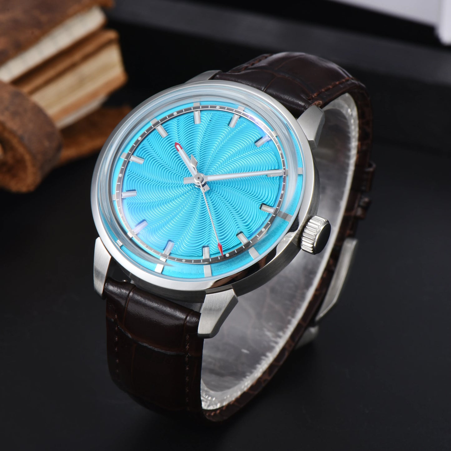 MIYOTA 8215 watches men 42mm Automatic mechanical movement 316L stainless steel case Green Glow men's luxury BLUE watch