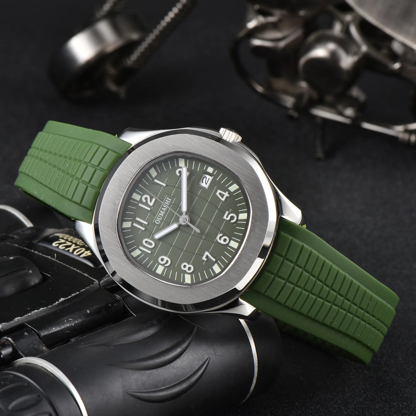 Men's Automatic Mechanical Watch NH35A Movement Stainless Steel Sapphire Glass Waterproof 10ATM Watch Rubber bracelet 21mm
