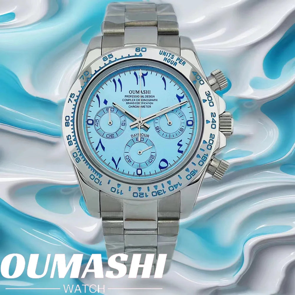 39.3mm watch VK Series 63 Men's watch Arabian Dial Men's watch Luxury Quartz watch VK63 Sport Chronograph Sapphire Glass watches