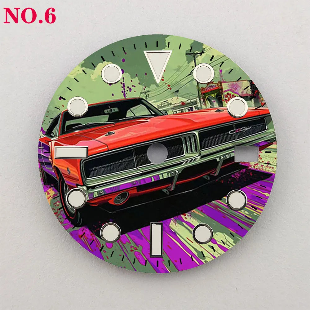 The 28.5mm dial NH35 dial creative color-printed series dial is suitable for NH35/36 movement watch accessories