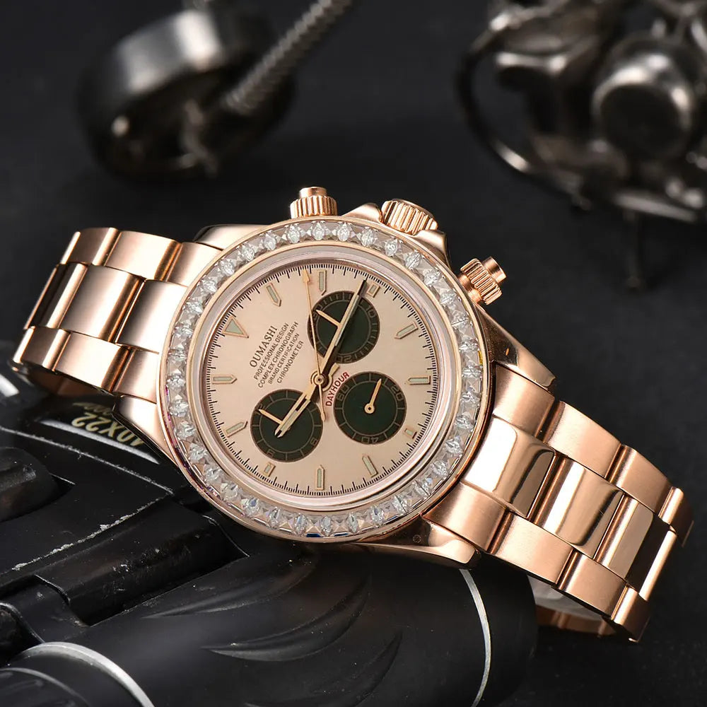Men watches GEM Automatic Watch 39mm 4130 Chronograph Mechanical Wristwatch Sapphire Triple Windows Waterproof 10ATM 7750 watch