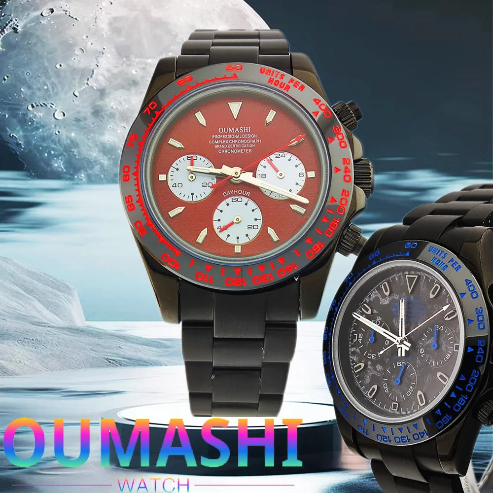 luxury 39.3mm watches VK63 Watch New Custom dial Men's watch Luxury quartz watch VK63 Sport Chronograph Sapphire Glass watch men