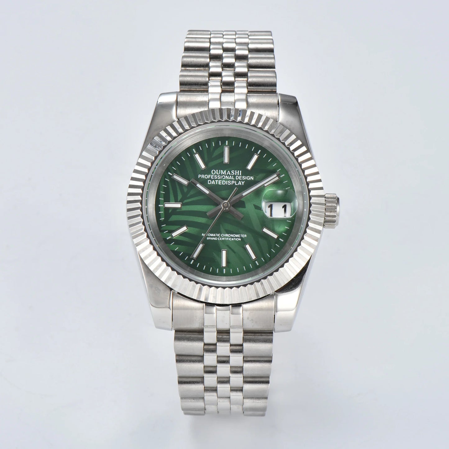 Men's 36mm/39mm Watches NH35 Automatic Movement Silver Case White Dial Blue AR Sapphire Glass Date Stainless Steel Strap