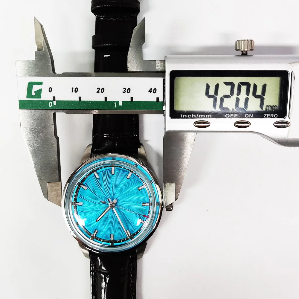 MIYOTA 8215 watches men 42mm Automatic mechanical movement 316L stainless steel case Green Glow men's luxury BLUE watch