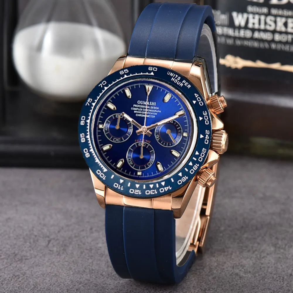 VK63 watch 39.3mm Luxury Watch Men's Chronograph Men's watch vk63 case rose gold BLUE VK63 Men's Chronograph Waterproof 10ATM