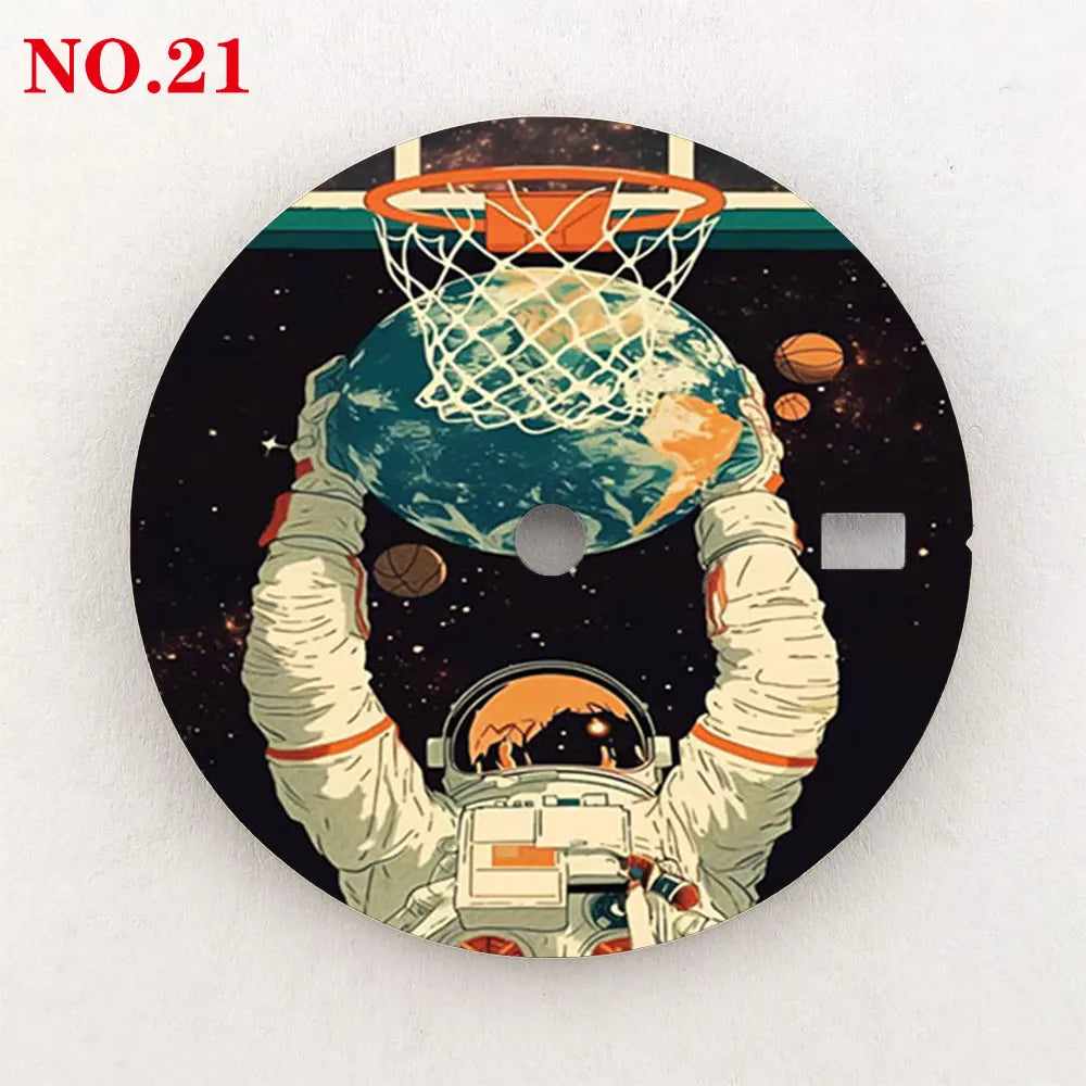 28.5mm watch dial NH35 dial astronaut custom dial color printing watch components compatible with NH35/36 movement