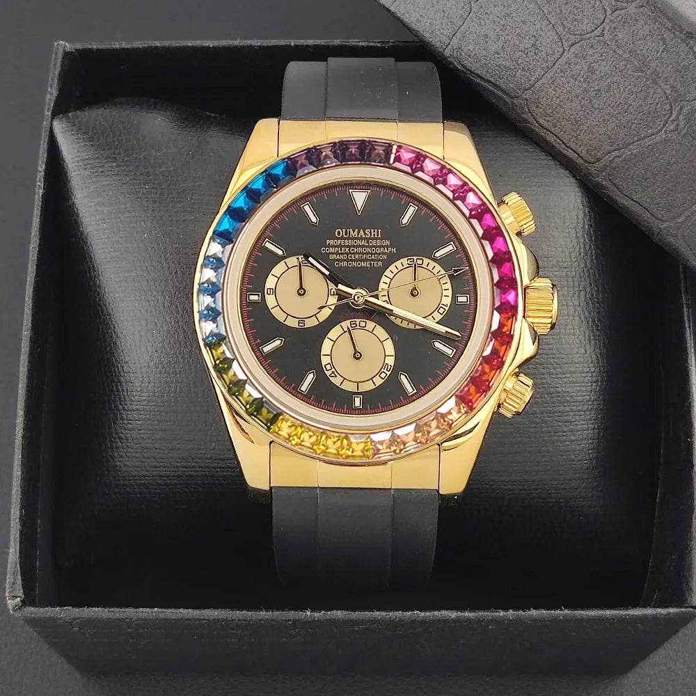 Luxury watches gold Chronograph Equation Racing Men Automatic Mechanical Watch Waterproof 10ATM Sapphire 4801 4130 Movement