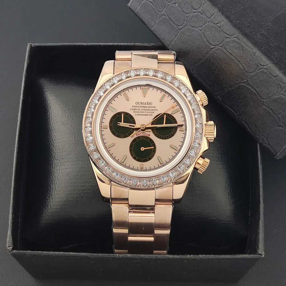 Men watches GEM Automatic Watch 39mm 4130 Chronograph Mechanical Wristwatch Sapphire Triple Windows Waterproof 10ATM 7750 watch
