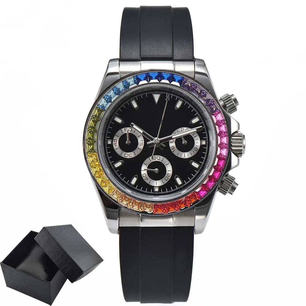 men 4130 watches sapphire Glass GEM automatic mechanical watch 39.3mm 4130 movement men's chronograph watch Waterproof 10ATM