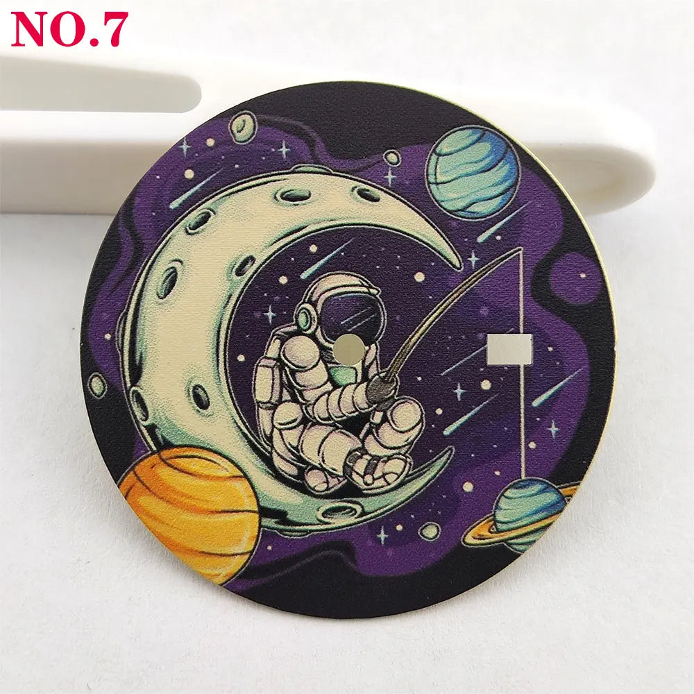 Astronaut element 35mm dial NH35 dial Creative color-printed series dial is suitable for NH35/36 movement watch accessories