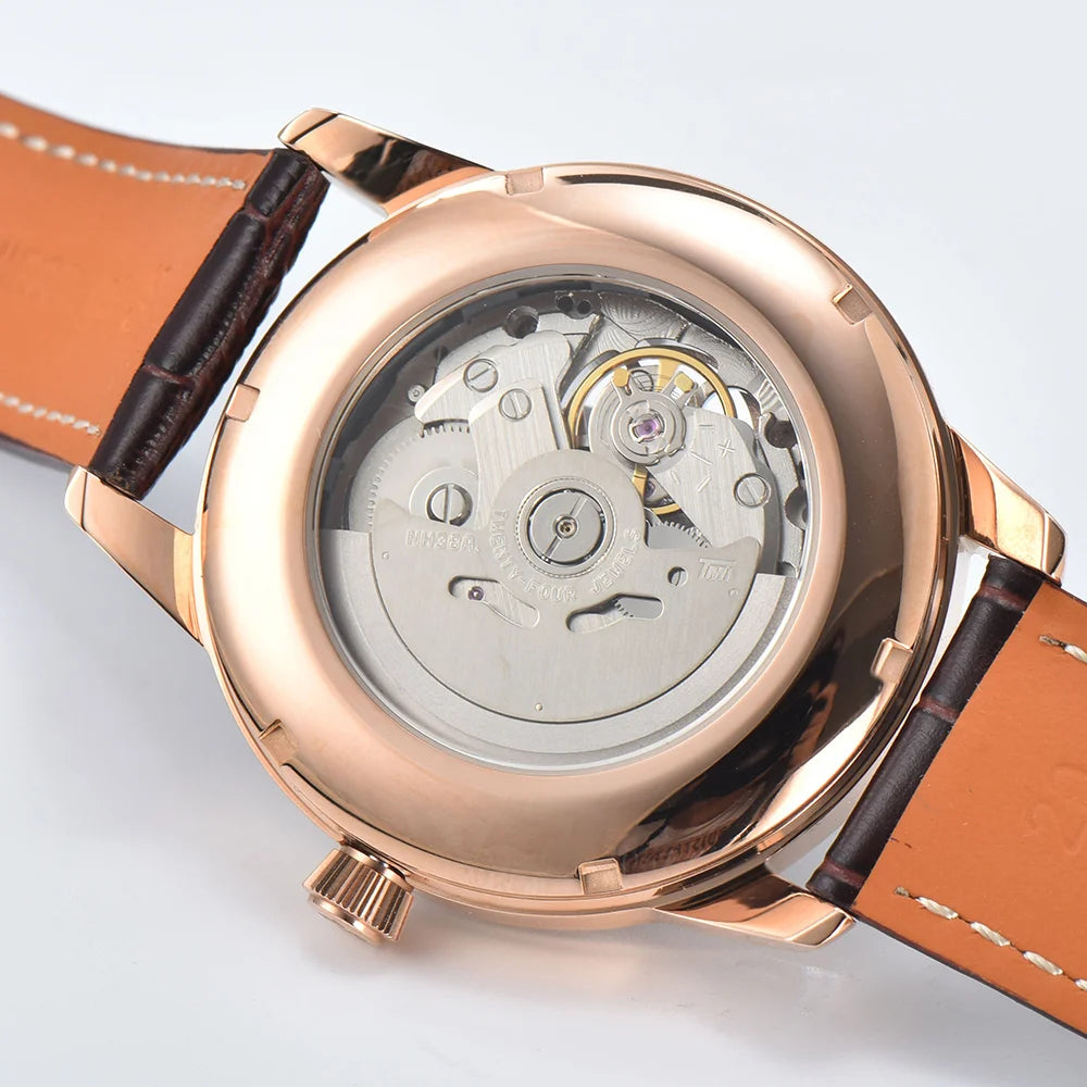 Watch 40.5mm Men's fashion mechanical watch NH38 Skeleton dial design Retro circular case transparent cover men's cocktail watch