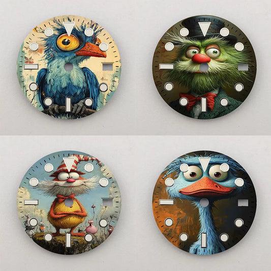 The 28.5mm animal element dial NH35 dial creative color-printed series dial is suitable for NH35/36 movement watch accessories