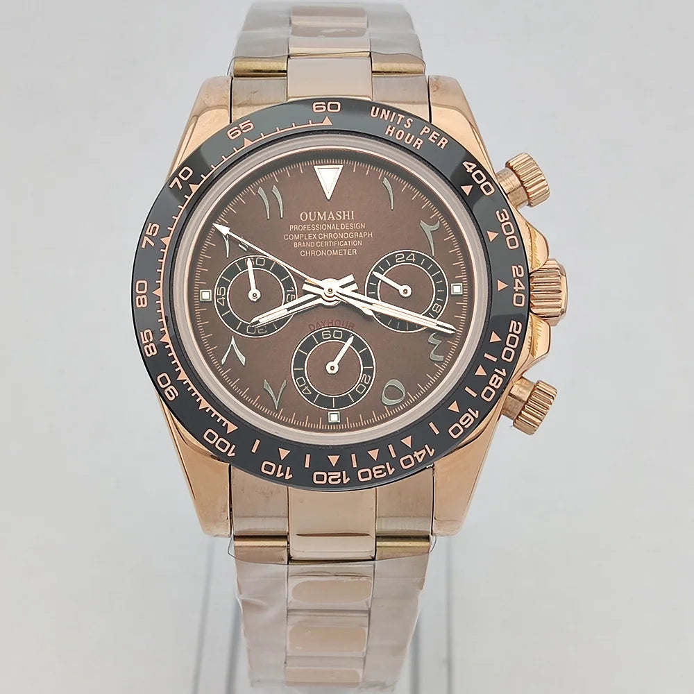 39.3mm watch VK Series 63 Men's watch Arabian Dial Men's watch Luxury Quartz watch VK63 Sport Chronograph Sapphire Glass watches