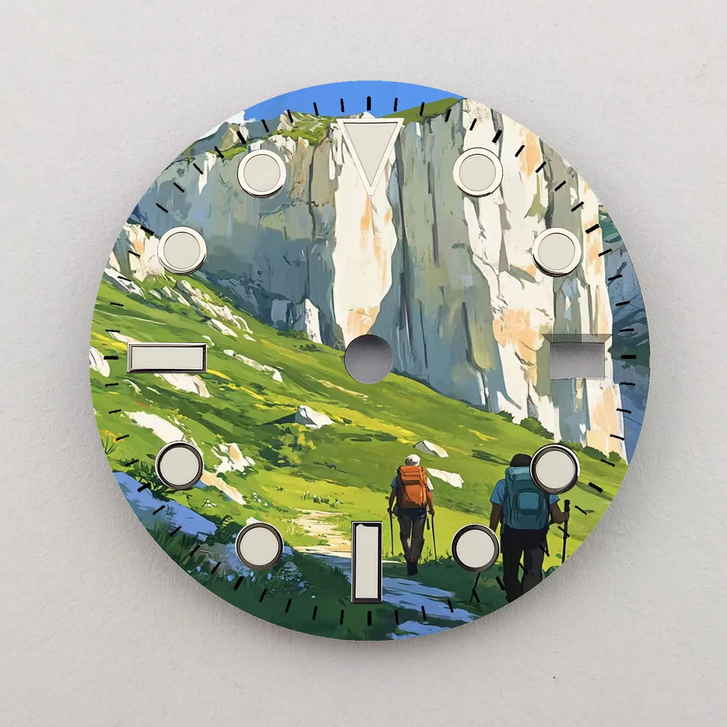 The 28.5mm dial NH35 dial Hiking Creative color-printed series dial is suitable for NH36/35 movement wristwatch accessories