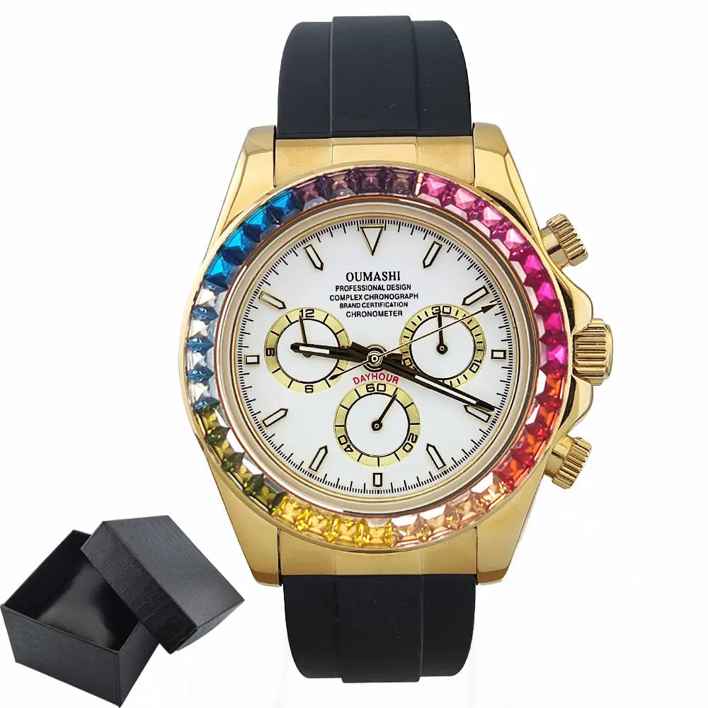 Luxury watches gold Chronograph Equation Racing Men Automatic Mechanical Watch Waterproof 10ATM Sapphire 4801 4130 Movement