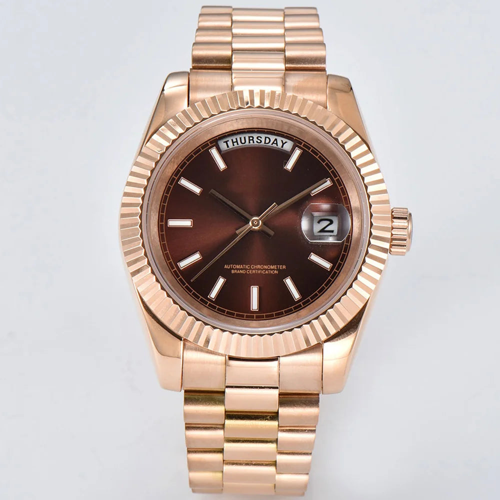 39mm Men's watch 8285 Watch Chocolate Dial Stainless Steel sapphire Glass Men's Automatic Watch 10bar Waterproof miyota 8285